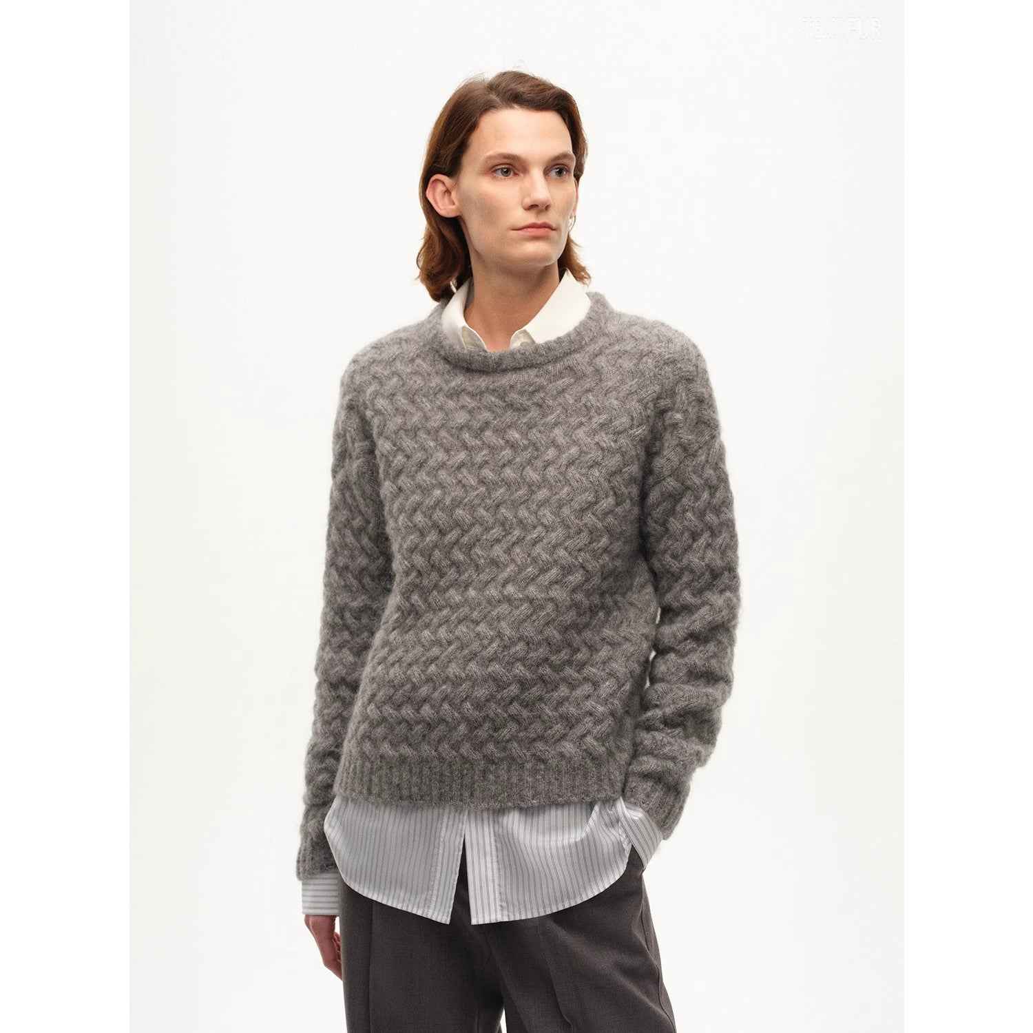 [FF×JW Collaboration Warm Exclusive] Classic Mohair Pullover Sweater with Textured Knit and Warmth - Enhancing Round Neck - variant_title