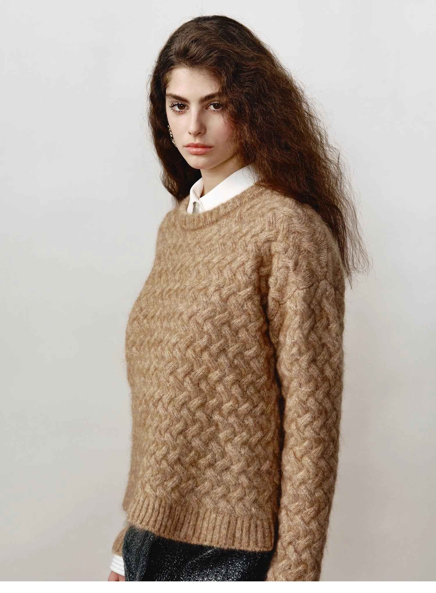 [FF×JW Collaboration Warm Exclusive] Classic Mohair Pullover Sweater with Textured Knit and Warmth - Enhancing Round Neck - variant_title