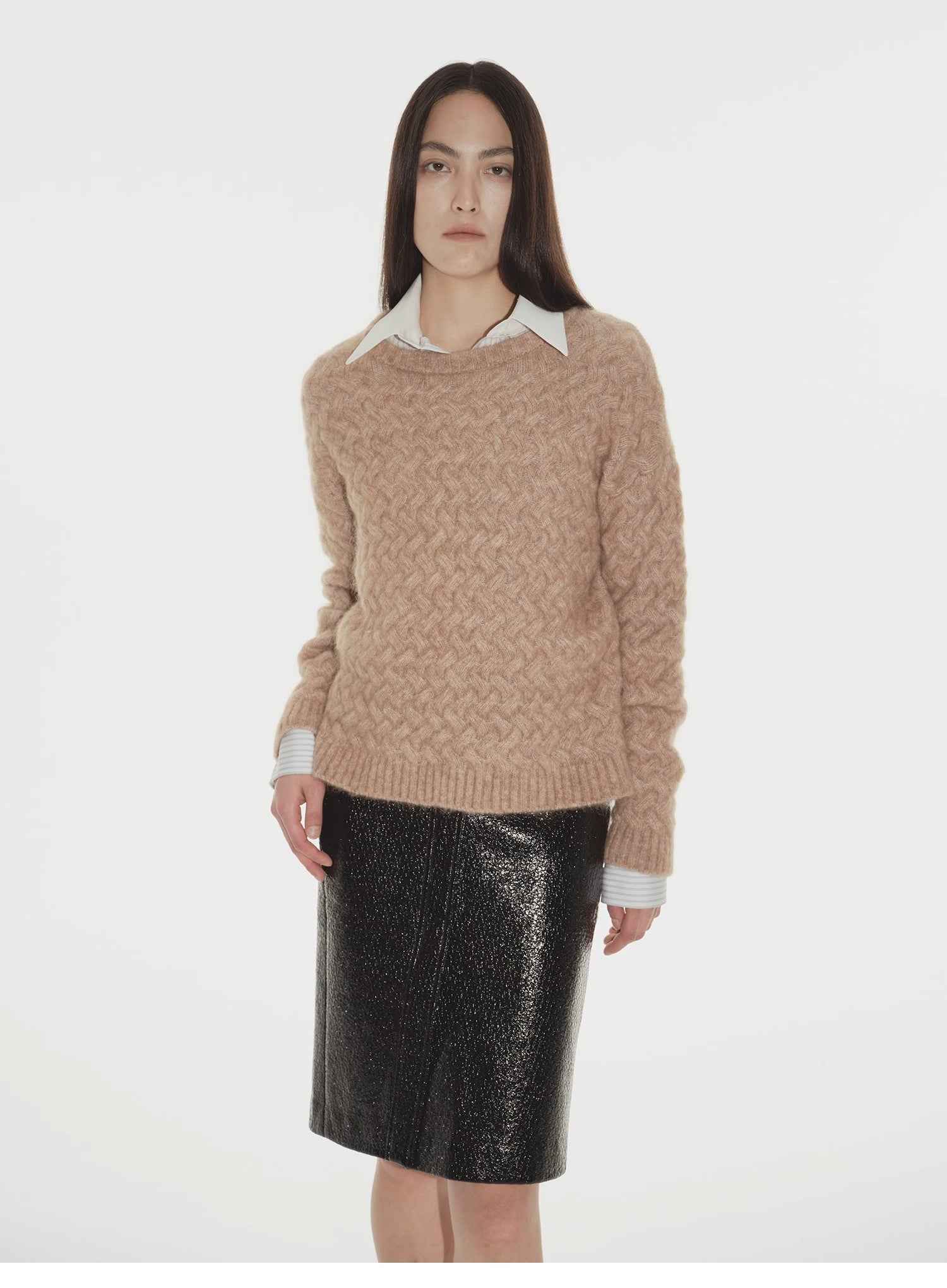 [FF×JW Collaboration Warm Exclusive] Classic Mohair Pullover Sweater with Textured Knit and Warmth - Enhancing Round Neck - variant_title