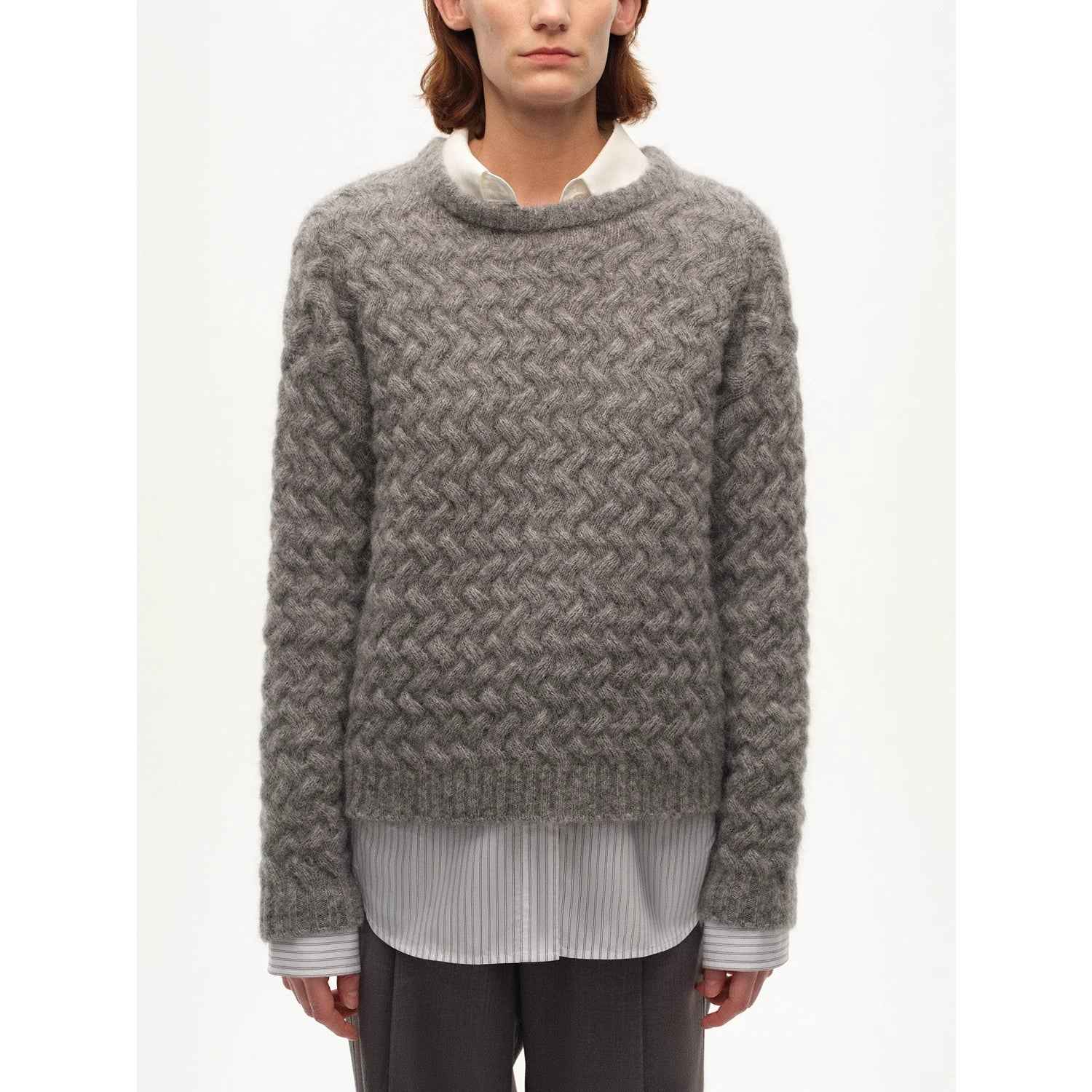 [FF×JW Collaboration Warm Exclusive] Classic Mohair Pullover Sweater with Textured Knit and Warmth - Enhancing Round Neck - variant_title