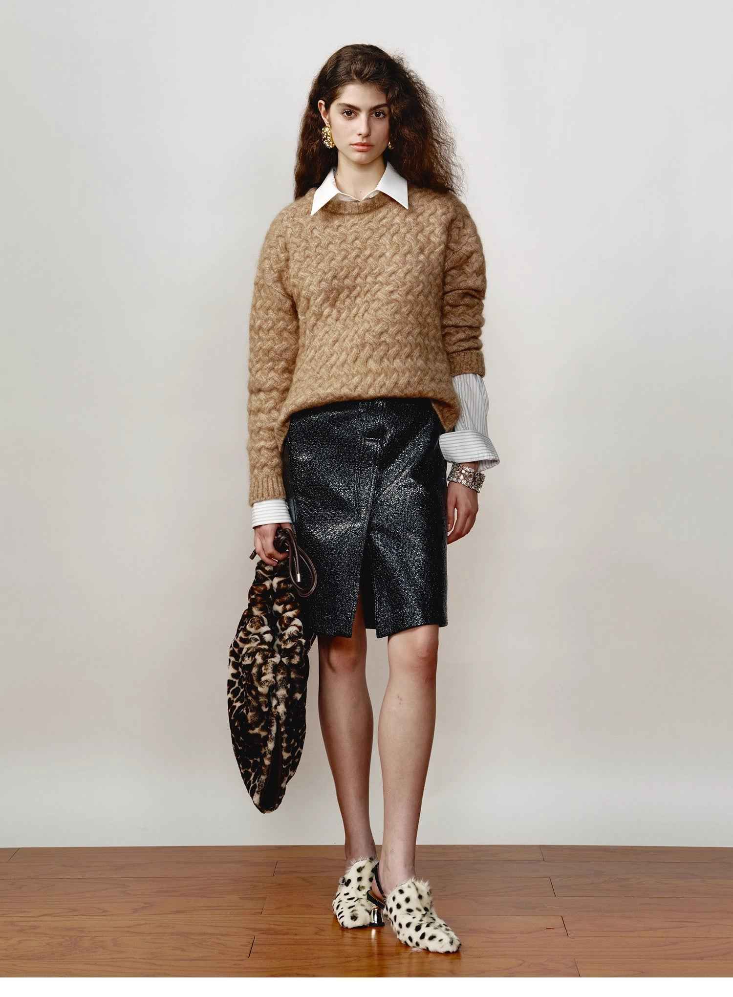[FF×JW Collaboration Warm Exclusive] Classic Mohair Pullover Sweater with Textured Knit and Warmth - Enhancing Round Neck - variant_title
