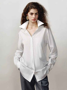 [FF×JW Ghosn Stripe] Lapel contrast classic striped shirt - variant_title