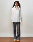 [FF×JW Ghosn Stripe] Lapel contrast classic striped shirt - variant_title