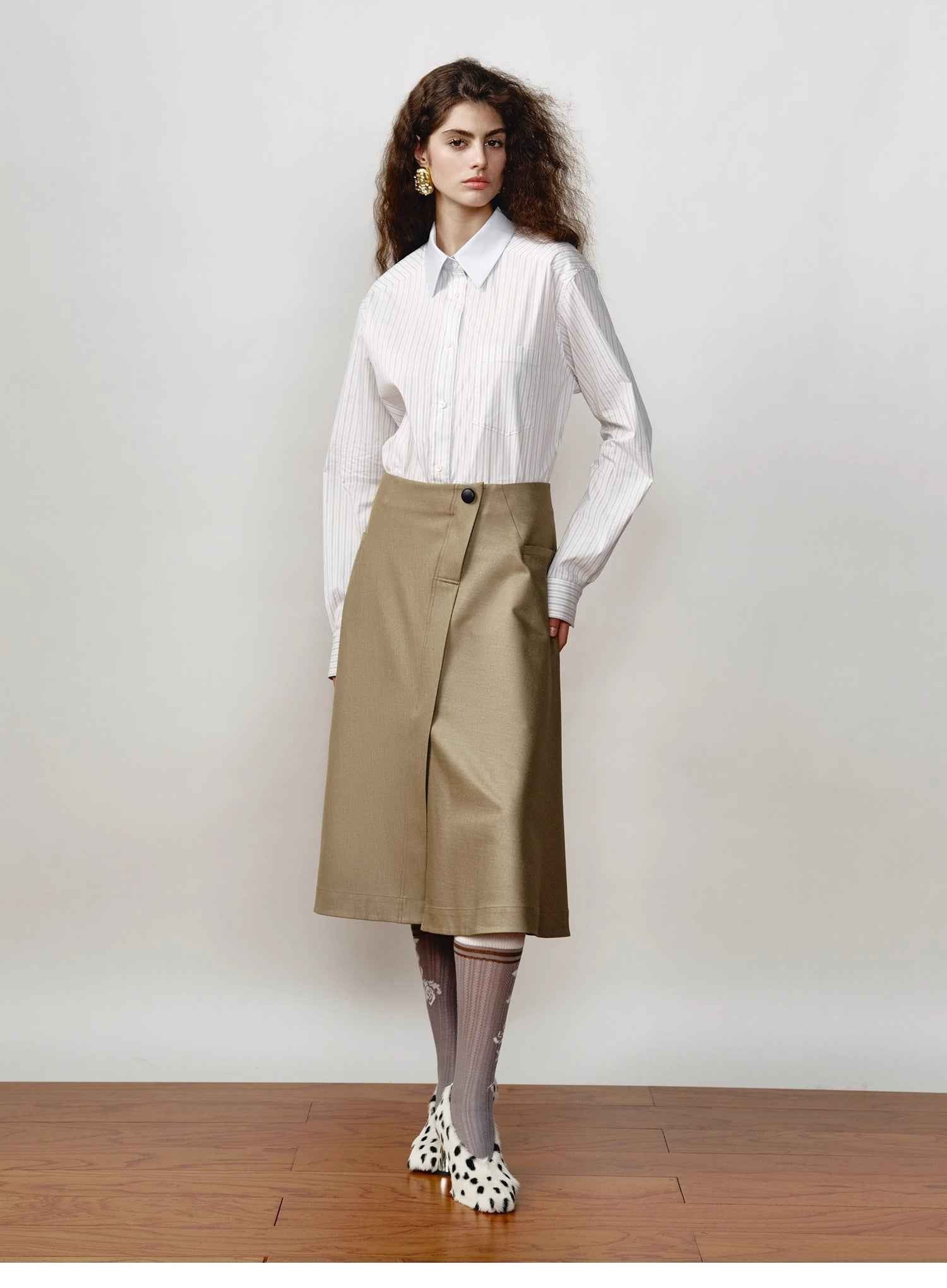 [FF×JW Ghosn Stripe] Lapel contrast classic striped shirt - variant_title