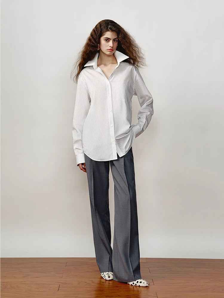 [FF×JW Ghosn Stripe] Lapel contrast classic striped shirt - variant_title