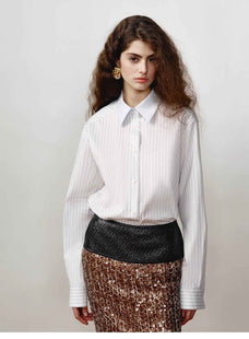 [FF×JW Ghosn Stripe] Lapel contrast classic striped shirt - variant_title