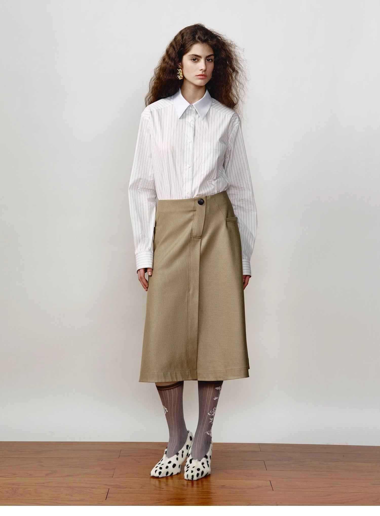 [FF×JW Ghosn Stripe] Lapel contrast classic striped shirt - variant_title