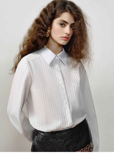 [FF×JW Ghosn Stripe] Lapel contrast classic striped shirt - variant_title