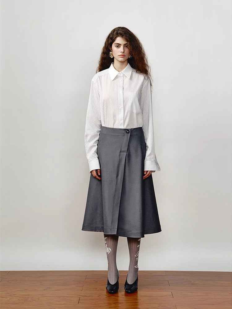 [FF×JW Ghosn Stripe] Lapel contrast classic striped shirt - variant_title