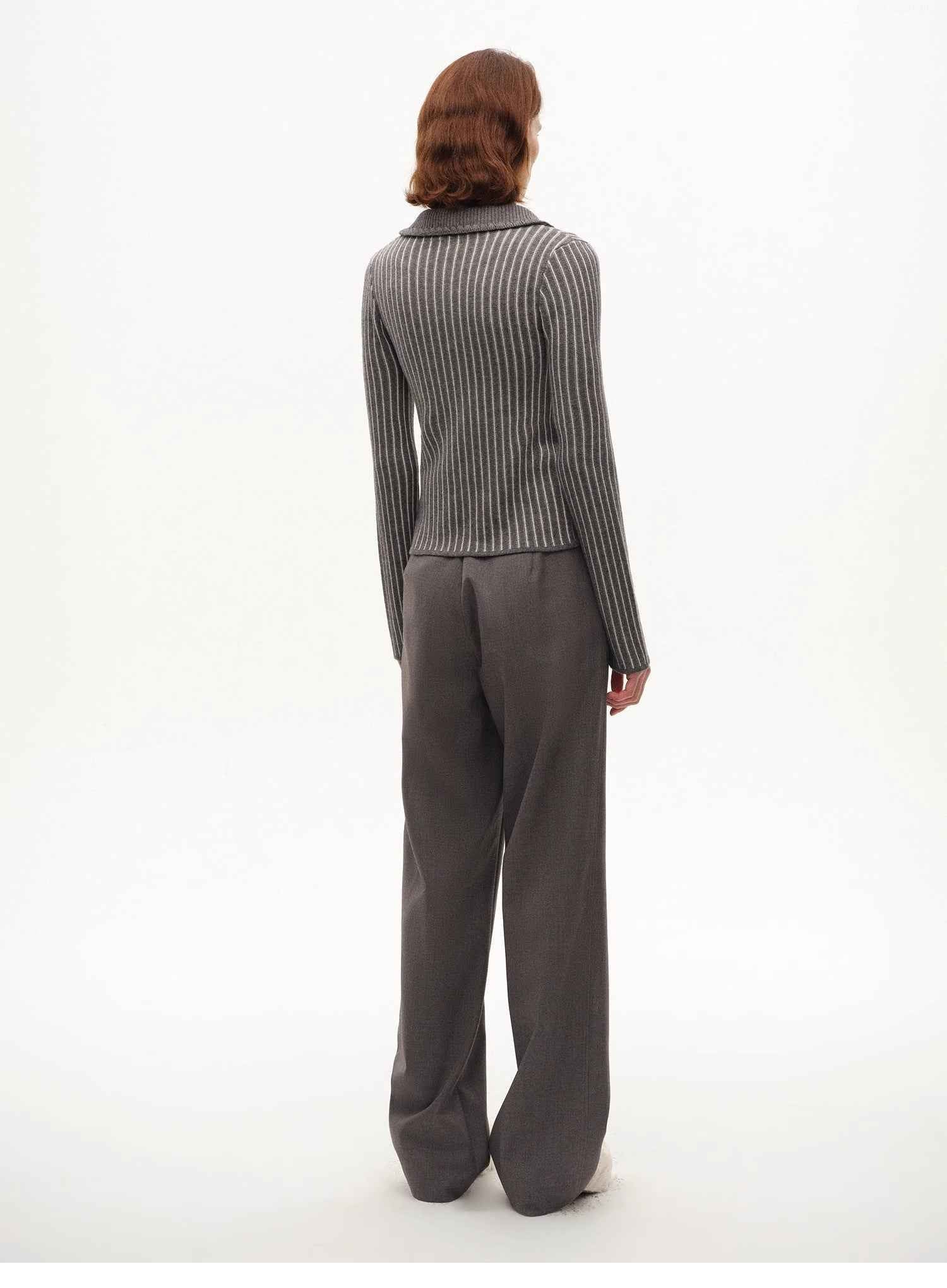 [FF×JW joint striped fabric] Slim - fitting crocheted lapel color - blocked striped comfortable wool knitted cardigan - variant_title