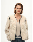 "FF×JW Muse Project" embroidered round neck short merino wool sheepskin fur coat - variant_title