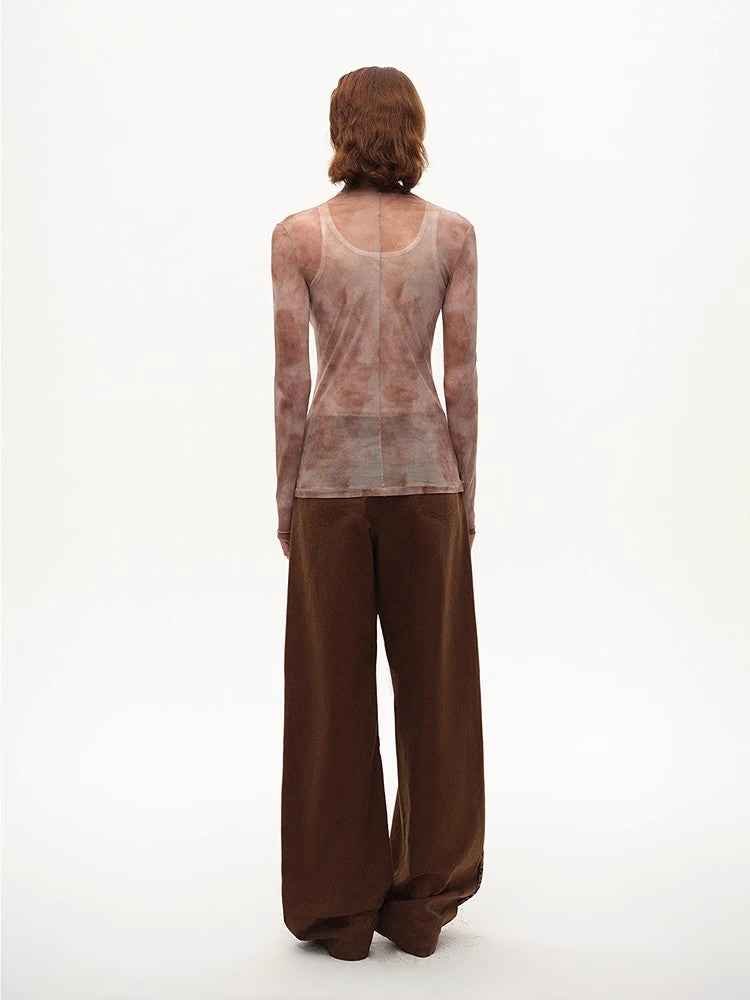 [FF×JW Rich Dusk] Exquisite and fashionable mesh rendering high collar T-shirt bottoming shirt - variant_title