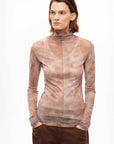 [FF×JW Rich Dusk] Exquisite and fashionable mesh rendering high collar T-shirt bottoming shirt - variant_title