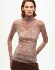 [FF×JW Rich Dusk] Exquisite and fashionable mesh rendering high collar T-shirt bottoming shirt - variant_title