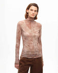 [FF×JW Rich Dusk] Exquisite and fashionable mesh rendering high collar T-shirt bottoming shirt - variant_title