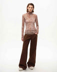 [FF×JW Rich Dusk] Exquisite and fashionable mesh rendering high collar T-shirt bottoming shirt - variant_title