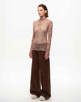[FF×JW Rich Dusk] Exquisite and fashionable mesh rendering high collar T-shirt bottoming shirt - variant_title