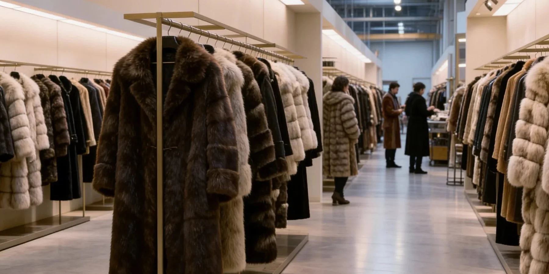 Wide fur showroom scene used to judge condition trust buyer confidence and resale context