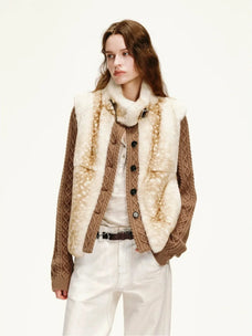 Firelady Fur Fawn Reverie fawn pattern rabbit fur jacket half body view