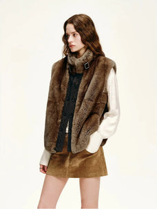Firelady Fur Fawn Reverie Tawny Brown rabbit fur jacket half body view