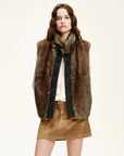Firelady Fur Fawn Reverie Tawny Brown rabbit fur vest front view