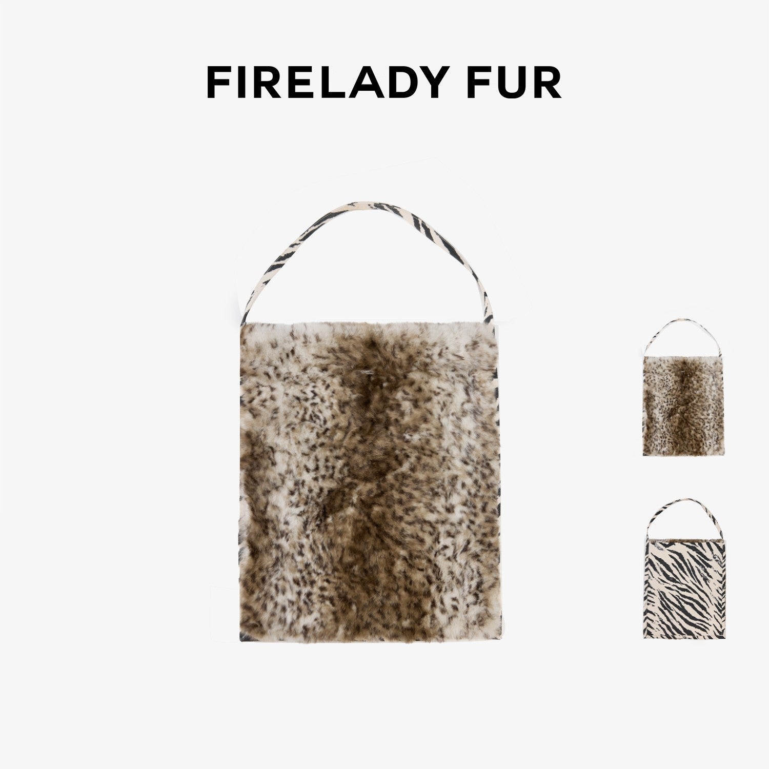 Firelady Fur [FF×JW Collaboration] Rabbit Fur and Zebra Print Denim Fur Bag - variant_title