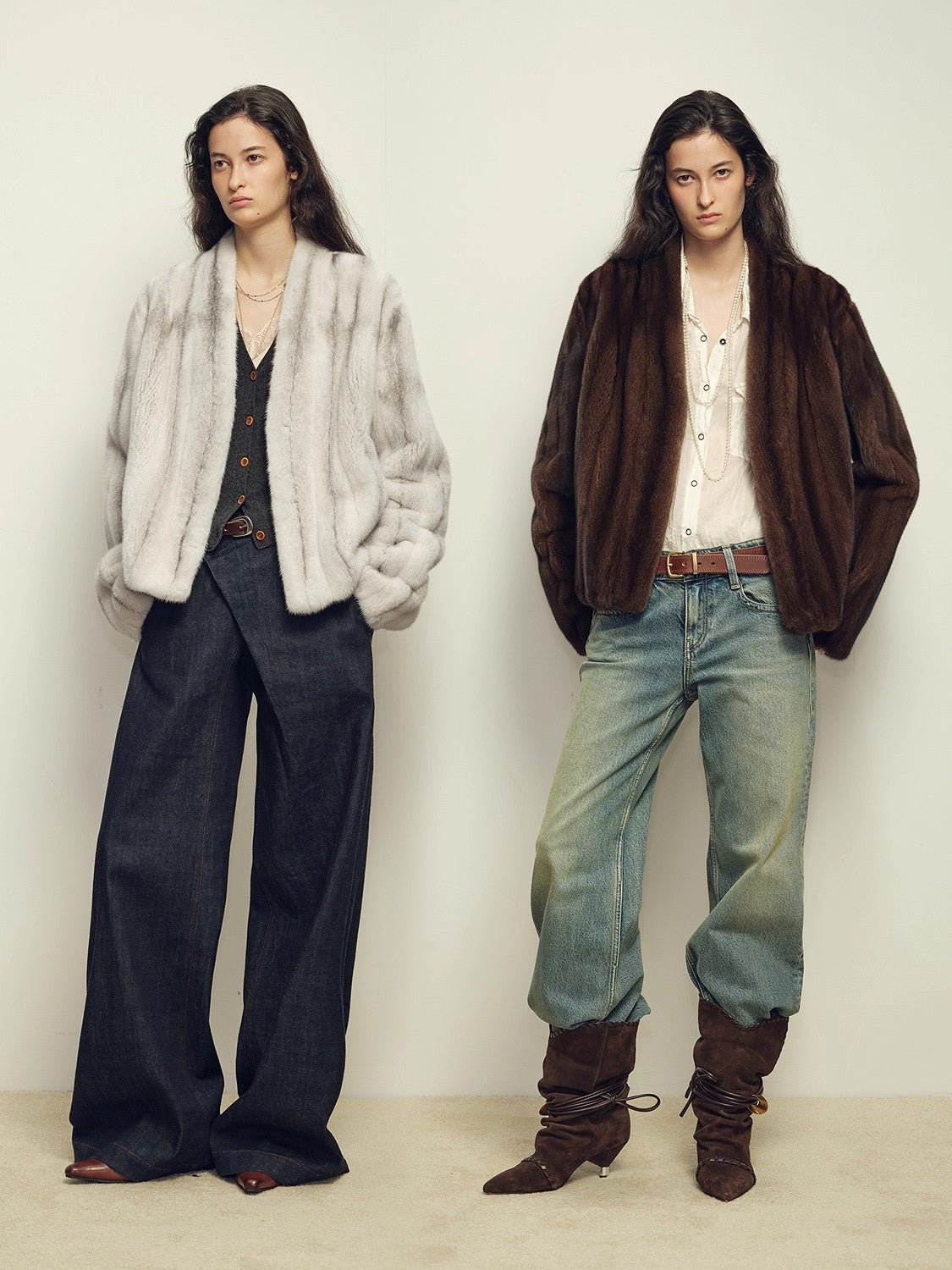 Firelady Fur Imported Kopenhagen Purple - Label Female Mink Full - Skin Woven V - Neck Fur Coat “Fairy Mountain Dew” - variant_title