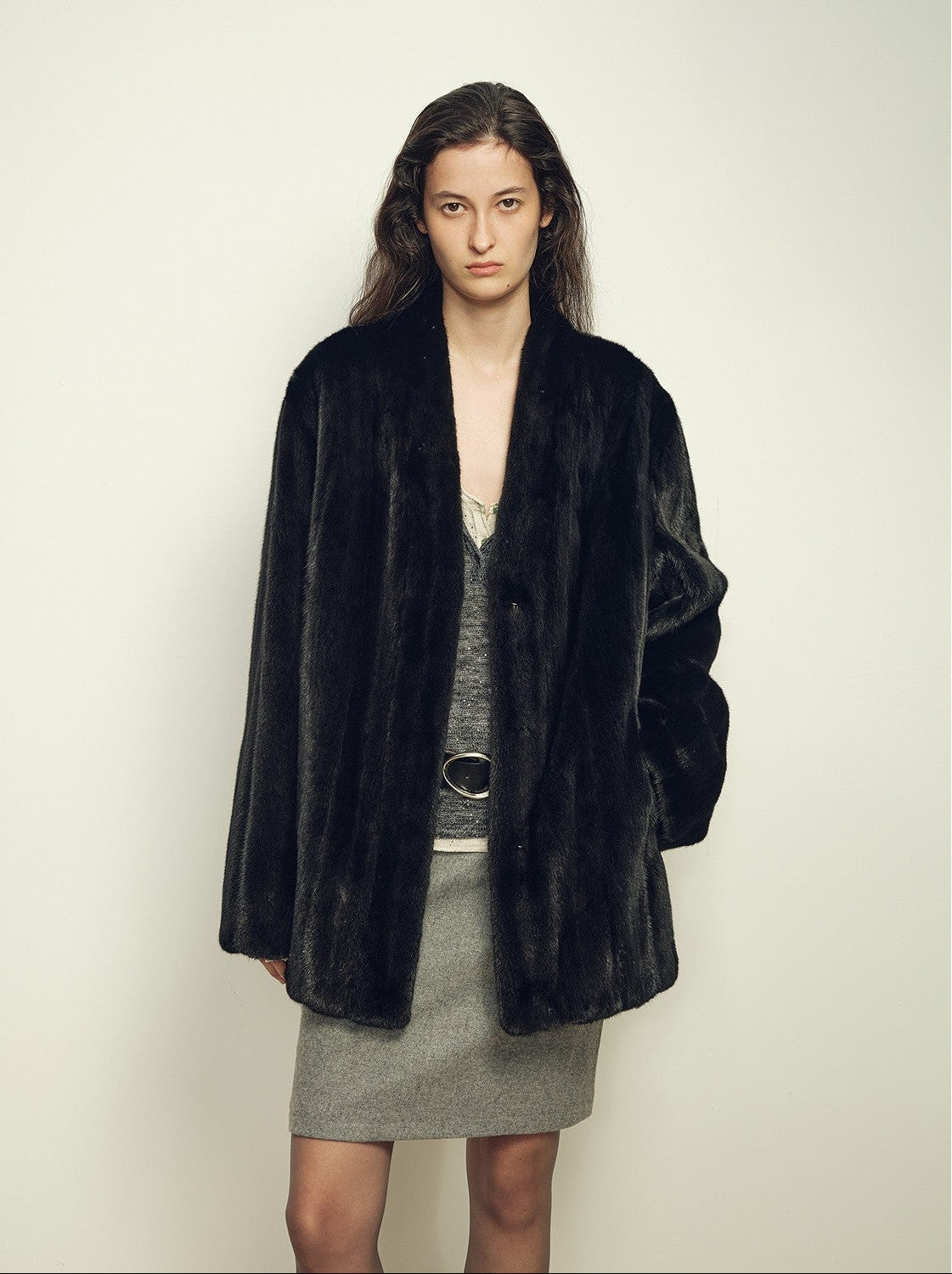 Firelady Fur Imported Kopenhagen Purple - Label Female Mink Full - Skin Woven V - Neck Fur Coat “Fairy Mountain Dew” - variant_title