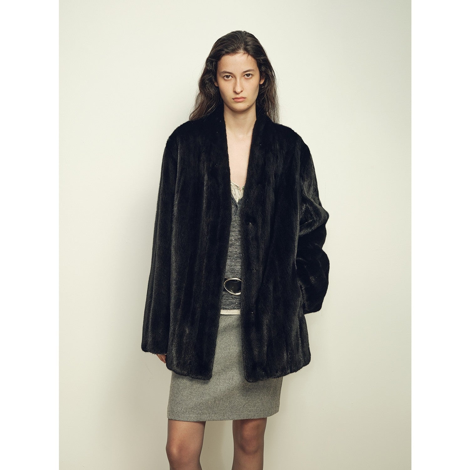 Firelady Fur Imported Kopenhagen Purple - Label Female Mink Full - Skin Woven V - Neck Fur Coat “Fairy Mountain Dew” - variant_title