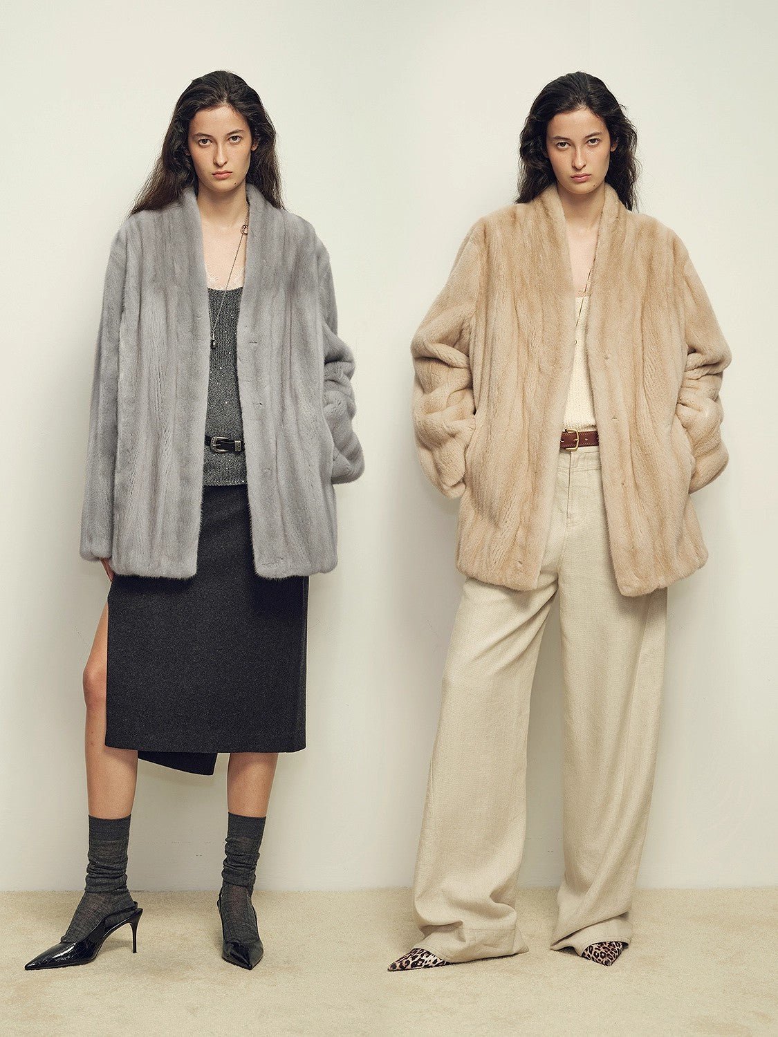 Firelady Fur Imported Kopenhagen Purple - Label Female Mink Full - Skin Woven V - Neck Fur Coat “Fairy Mountain Dew” - variant_title