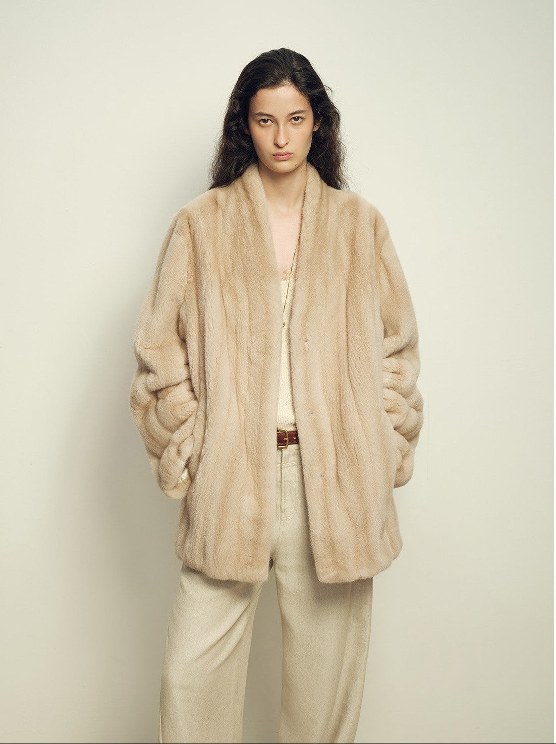 Firelady Fur Imported Kopenhagen Purple - Label Female Mink Full - Skin Woven V - Neck Fur Coat “Fairy Mountain Dew” - variant_title