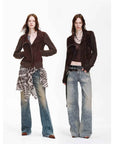 Firelady Fur Italian Sheepskin Leather Jacket Women - Merino Wool Knit Short Coat - Nishino Twilight - variant_title