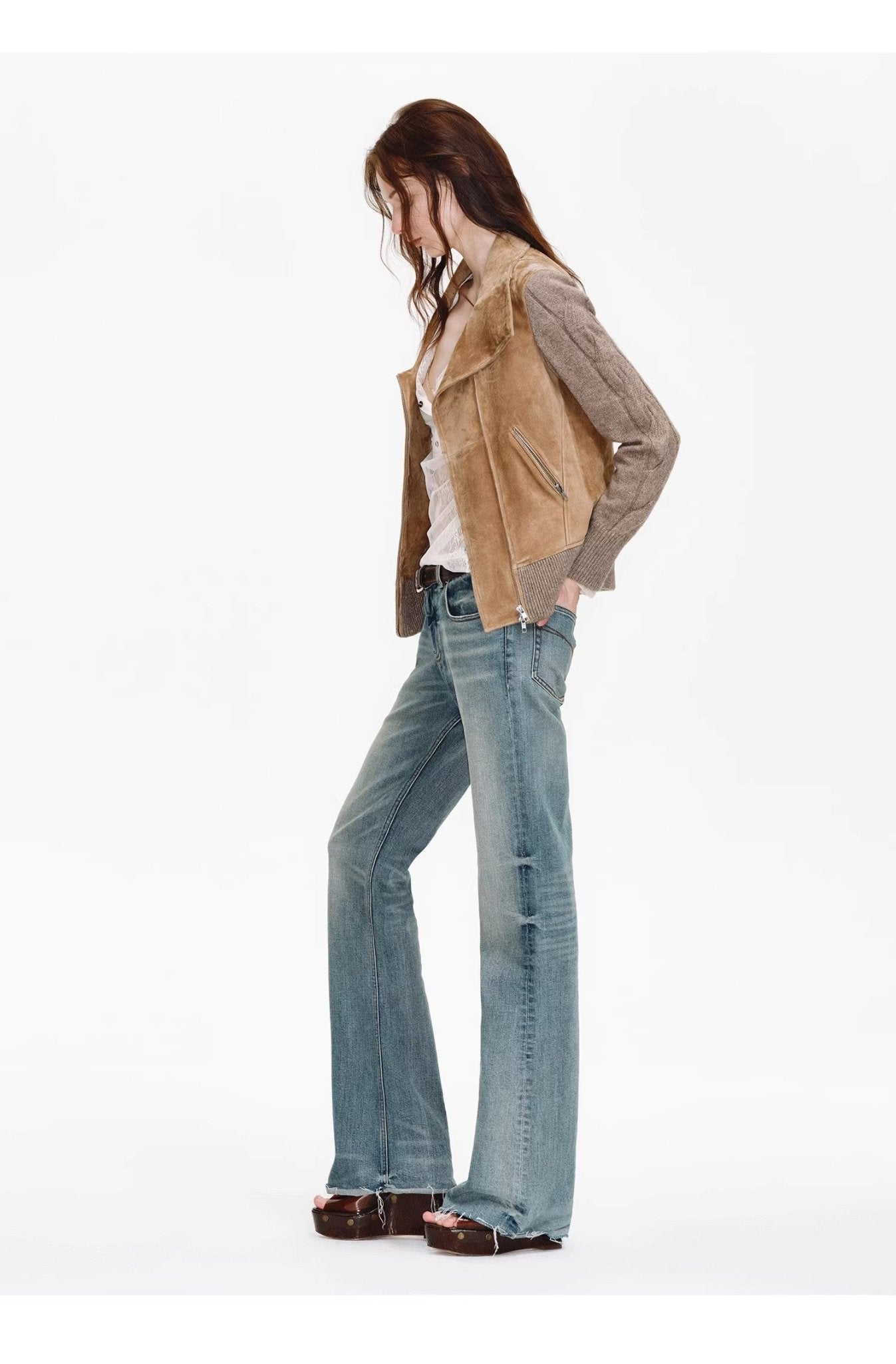 Firelady Fur Italian Sheepskin Leather Jacket Women - Merino Wool Knit Short Coat - Nishino Twilight