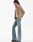 Firelady Fur Italian Sheepskin Leather Jacket Women - Merino Wool Knit Short Coat - Nishino Twilight
