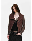 Firelady Fur Italian Sheepskin Leather Jacket Women - Merino Wool Knit Short Coat - Nishino Twilight - variant_title