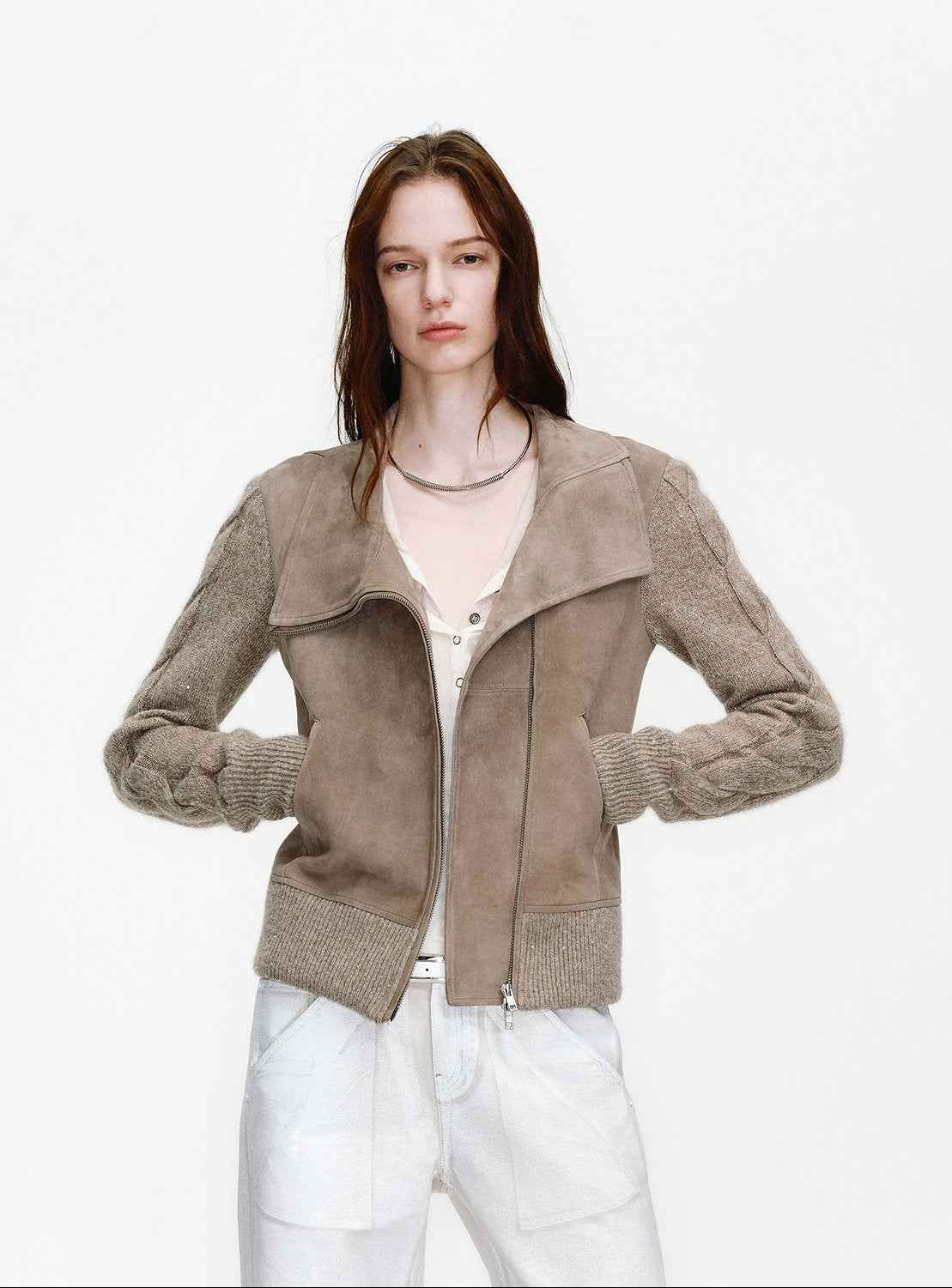 Firelady Fur Italian Sheepskin Leather Jacket Women - Merino Wool Knit Short Coat - Nishino Twilight - variant_title