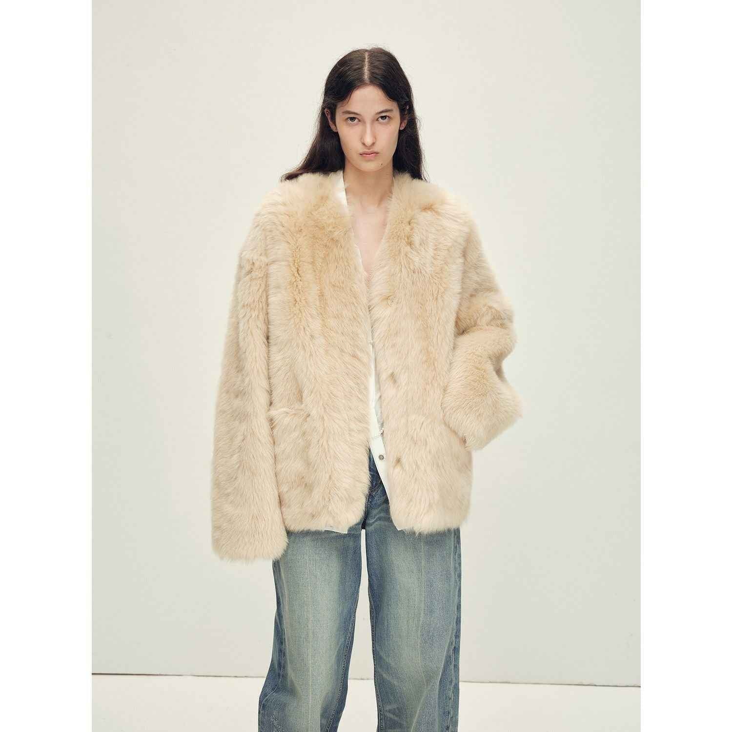 Firelady Fur Italian Tuscan Shearling V - Neck Coat "Freezing Point Rum" - variant_title