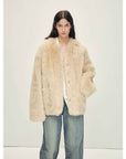Firelady Fur Italian Tuscan Shearling V - Neck Coat "Freezing Point Rum" - variant_title