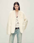 Firelady Fur Italian Tuscan Shearling V - Neck Coat "Freezing Point Rum" - variant_title