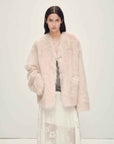 Firelady Fur Italian Tuscan Shearling V - Neck Coat "Freezing Point Rum" - variant_title