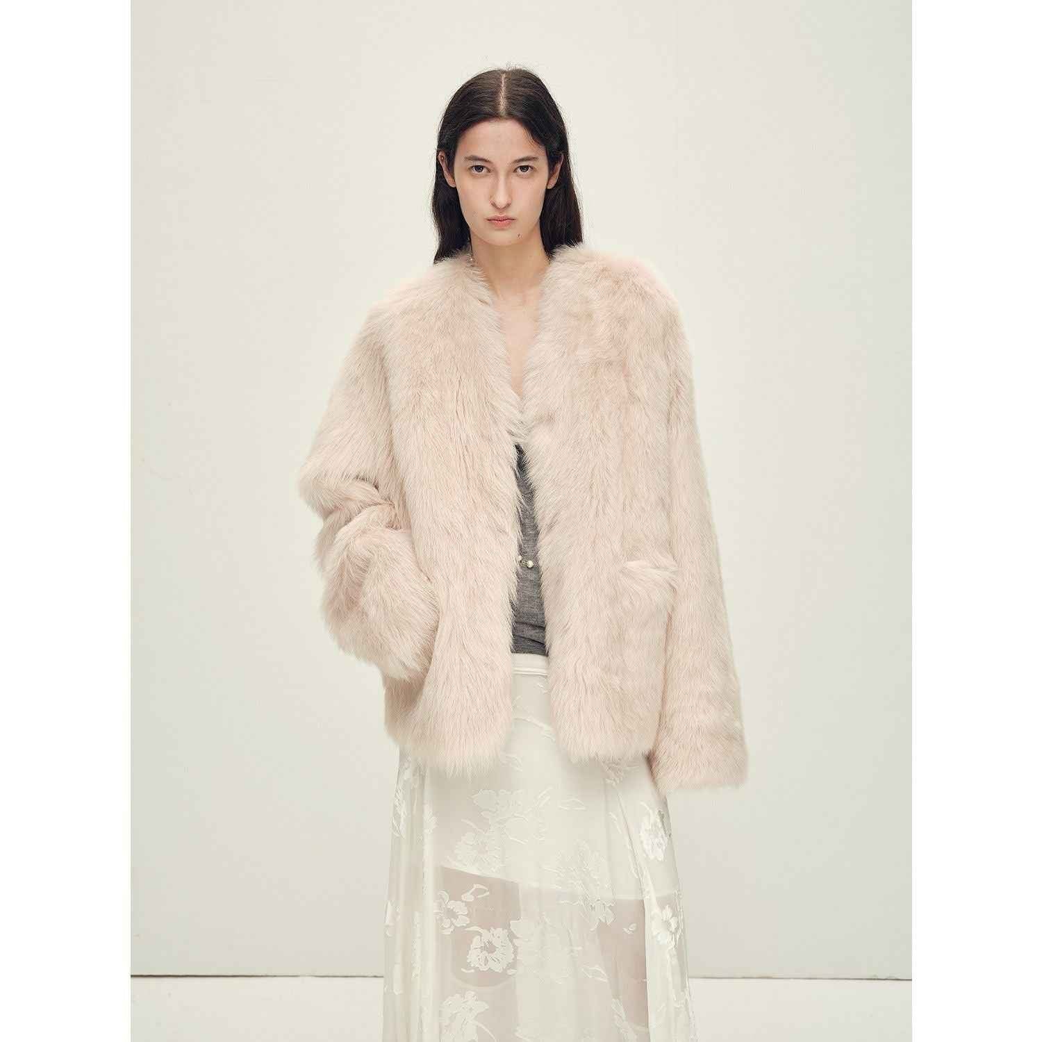 Firelady Fur Italian Tuscan Shearling V - Neck Coat "Freezing Point Rum" - variant_title