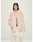 Firelady Fur Italian Tuscan Shearling V - Neck Coat "Freezing Point Rum" - variant_title
