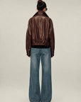 Firelady Fur Lambskin Leather Jacket – Vintage Vegetable - Tanned Funnel Neck "New York Twilight"Firelady Fur
