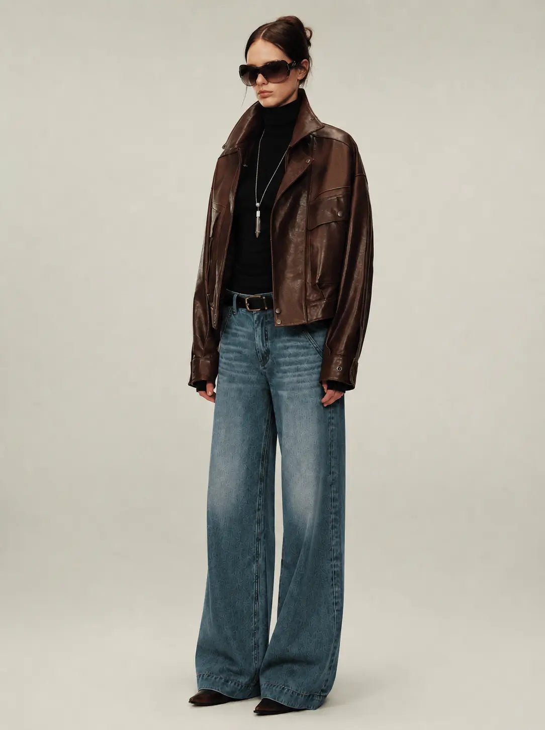 Firelady Fur Lambskin Leather Jacket – Vintage Vegetable - Tanned Funnel Neck "New York Twilight"Firelady Fur