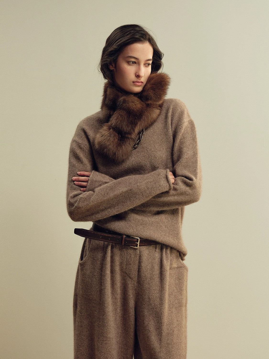 Firelady Fur Mink fur scarf Russian imported trendy retro vintage - style ribbed patchwork - variant_title