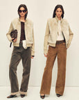 Firelady Fur Shearling Coat with Detachable Sleeves "Silky Cocoa" - variant_title