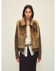 Firelady Fur Shearling Coat with Detachable Sleeves "Silky Cocoa"
