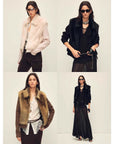 Firelady Fur Shearling Coat with Detachable Sleeves "Silky Cocoa"