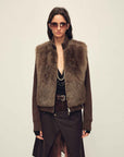 Firelady Fur Shearling Coat with Detachable Sleeves "Silky Cocoa" - variant_title