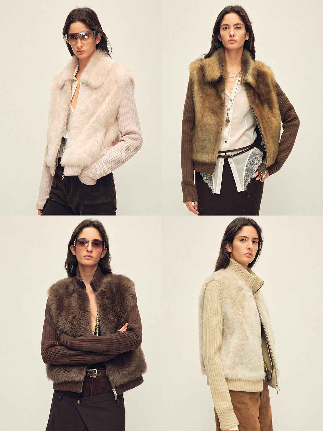 Firelady Fur Shearling Coat with Detachable Sleeves "Silky Cocoa" - variant_title